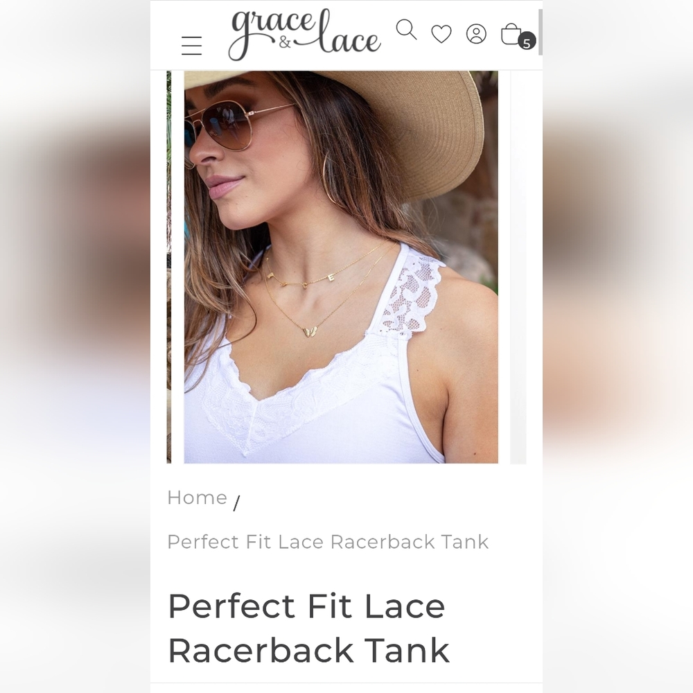 Grace & Lace Perfect Fit Racerback Tank White NWT OS